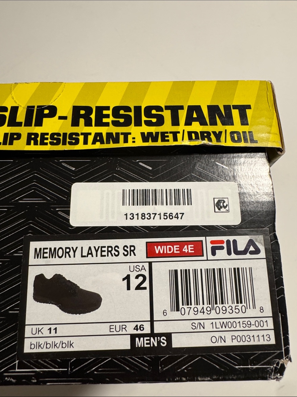 Fila Work Shoes Mens 12 Wide Black Memory Foam - Picture 7 of 7